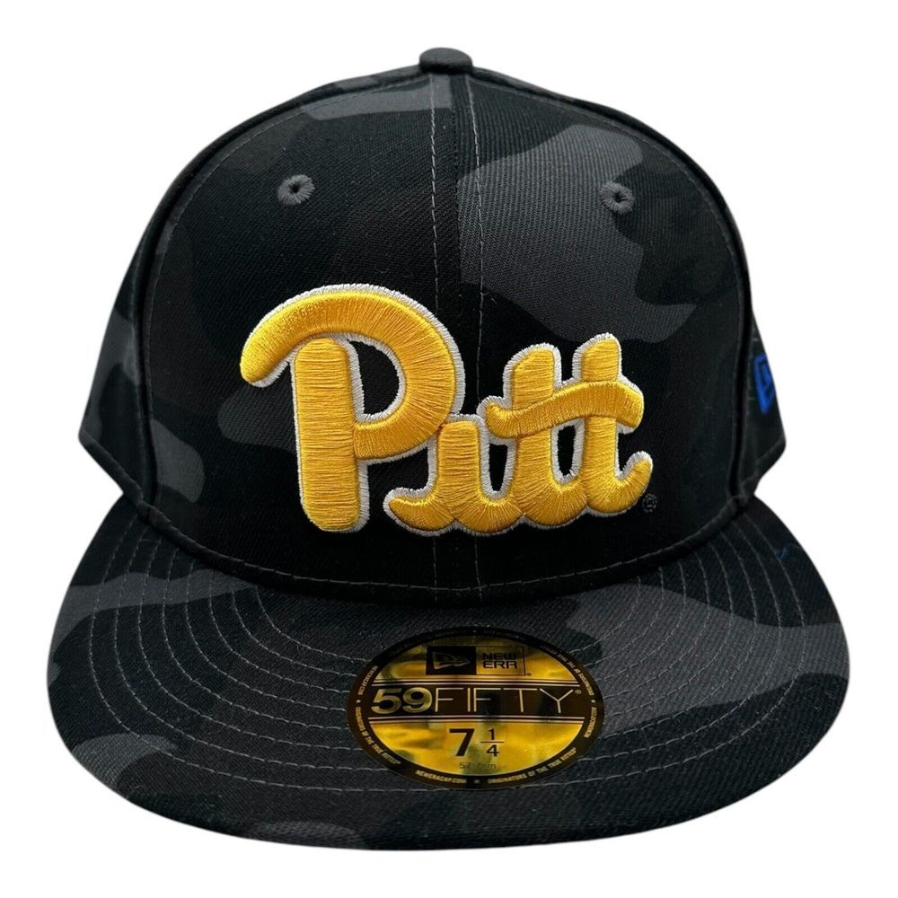 New Era 59Fifty Pittsburgh Panthers Hat Cap‎ 7 1/4 Grey Camo Fitted Pitt NCAA